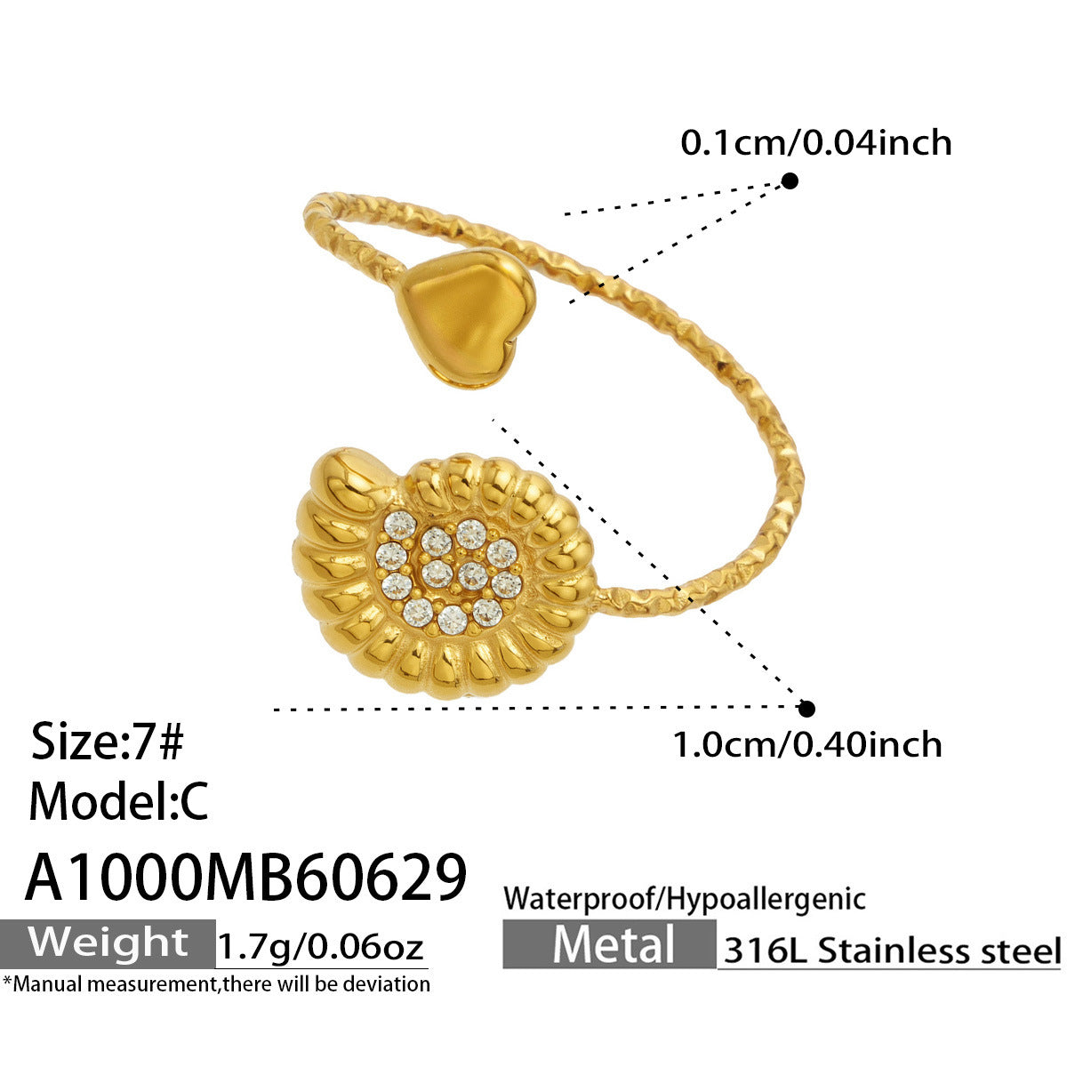 316L Stainless Steel 18K PVD Gold Ocean-Inspired Ring Set made with 316L stainless steel and 18K PVD gold finish for wholesale jewelry buyers - image 21