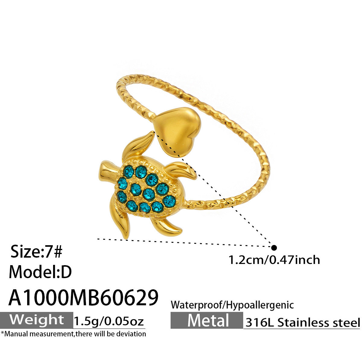 316L Stainless Steel 18K PVD Gold Ocean-Inspired Ring Set made with 316L stainless steel and 18K PVD gold finish for wholesale jewelry buyers - image 24