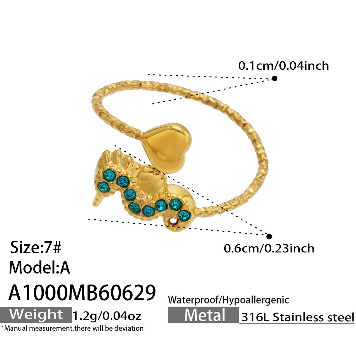 316L Stainless Steel 18K PVD Gold Ocean-Inspired Ring Set made with 316L stainless steel and 18K PVD gold finish for wholesale jewelry buyers - image 25