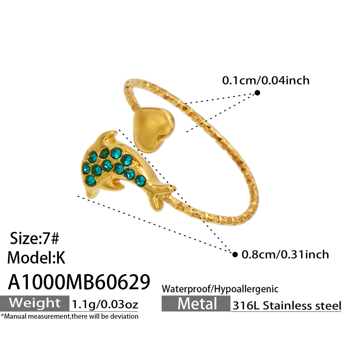 316L Stainless Steel 18K PVD Gold Ocean-Inspired Ring Set made with 316L stainless steel and 18K PVD gold finish for wholesale jewelry buyers - image 8