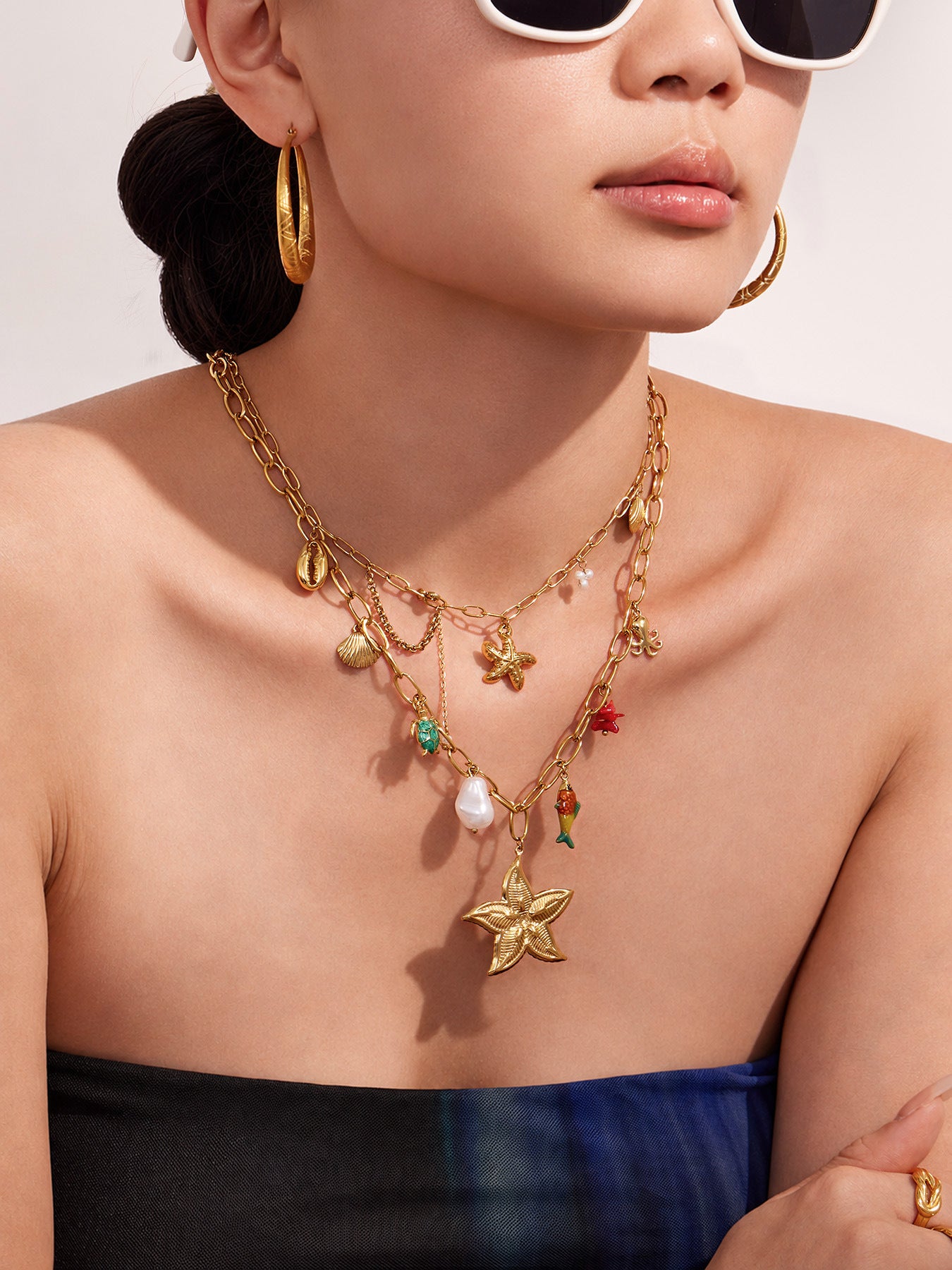 316L Stainless Steel 18K PVD Gold Ocean Pendant Necklace made with 316L stainless steel and 18K PVD gold finish for wholesale jewelry buyers - image 13