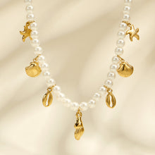 316L Stainless Steel 18K PVD Gold Ocean Shell Y-Shaped Necklace made with 316L stainless steel and 18K PVD gold finish for wholesale jewelry buyers - image 13