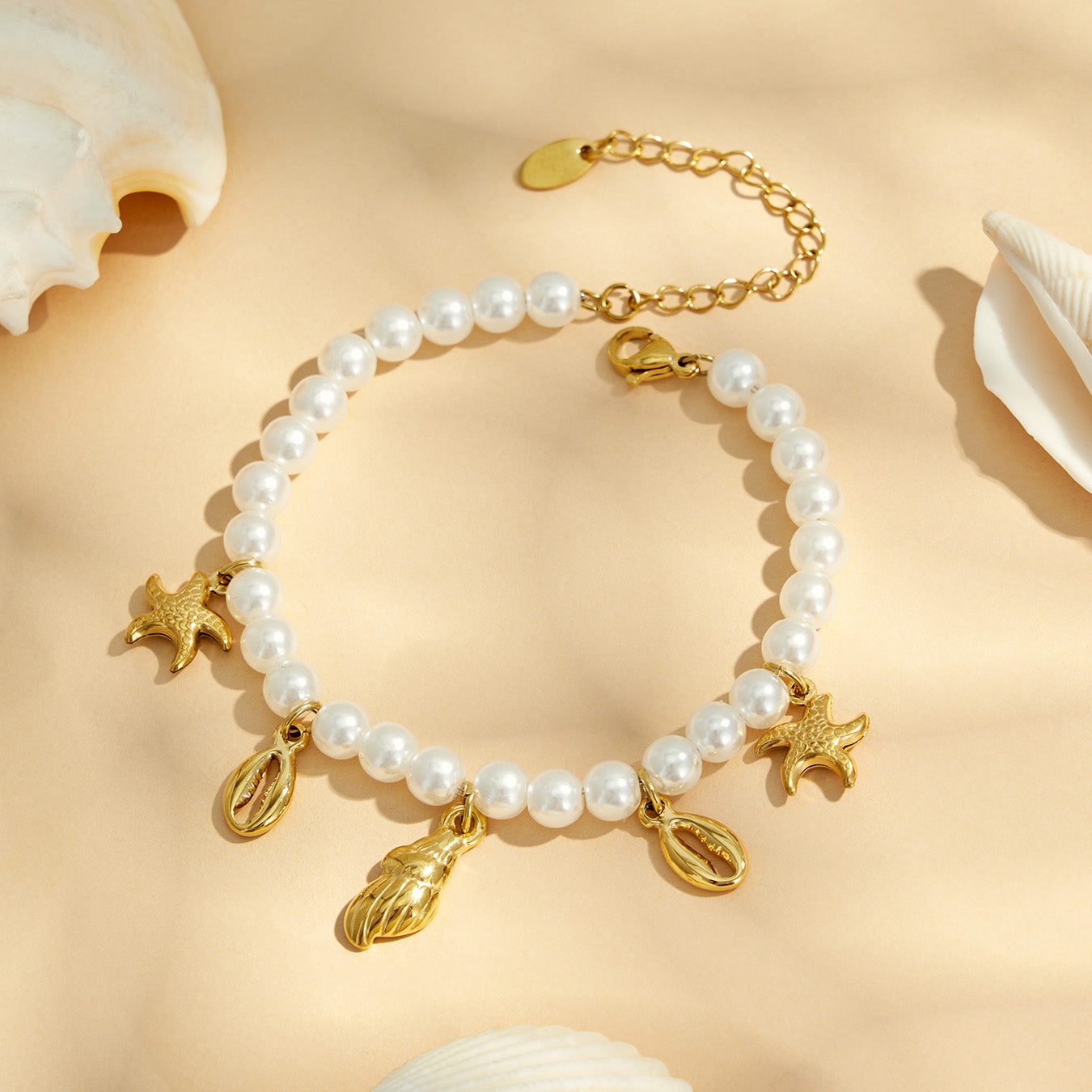 316L Stainless Steel 18K PVD Gold Ocean Shell Y-Shaped Necklace made with 316L stainless steel and 18K PVD gold finish for wholesale jewelry buyers - image 15