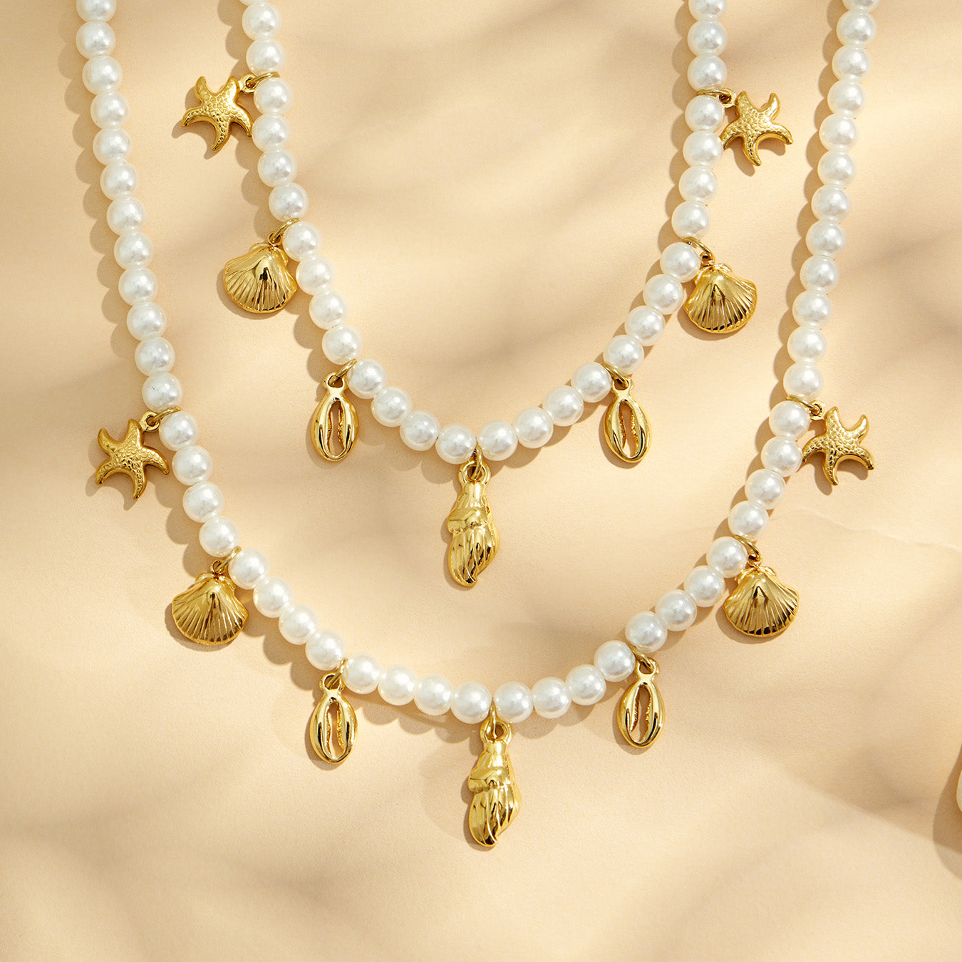 316L Stainless Steel 18K PVD Gold Ocean Shell Y-Shaped Necklace made with 316L stainless steel and 18K PVD gold finish for wholesale jewelry buyers - image 19