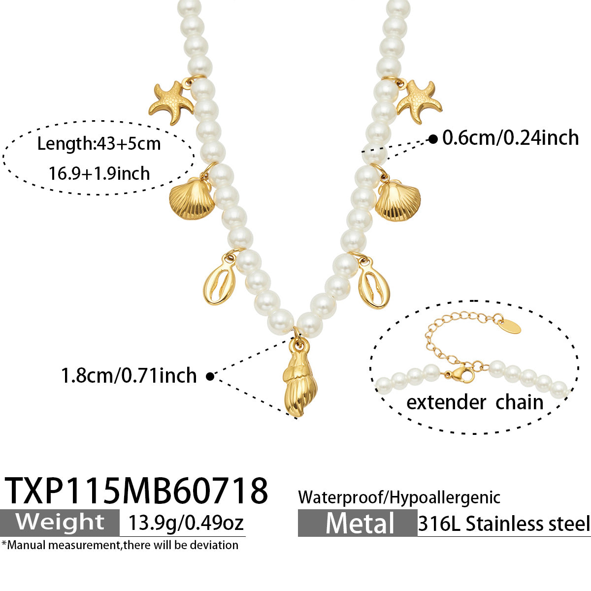 316L Stainless Steel 18K PVD Gold Ocean Shell Y-Shaped Necklace made with 316L stainless steel and 18K PVD gold finish for wholesale jewelry buyers - image 26