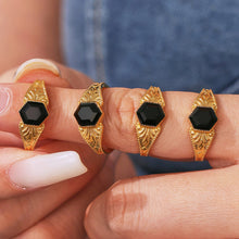 Close-up of 316L stainless steel octagon stone ring