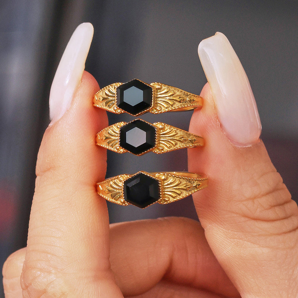 316L Stainless Steel 18K PVD Gold Octagon Stone Ring made with 316L stainless steel and 18K PVD gold finish for wholesale jewelry buyers - image 3