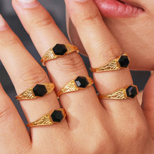 316L Stainless Steel 18K PVD Gold Octagon Stone Ring made with 316L stainless steel and 18K PVD gold finish for wholesale jewelry buyers - image 5