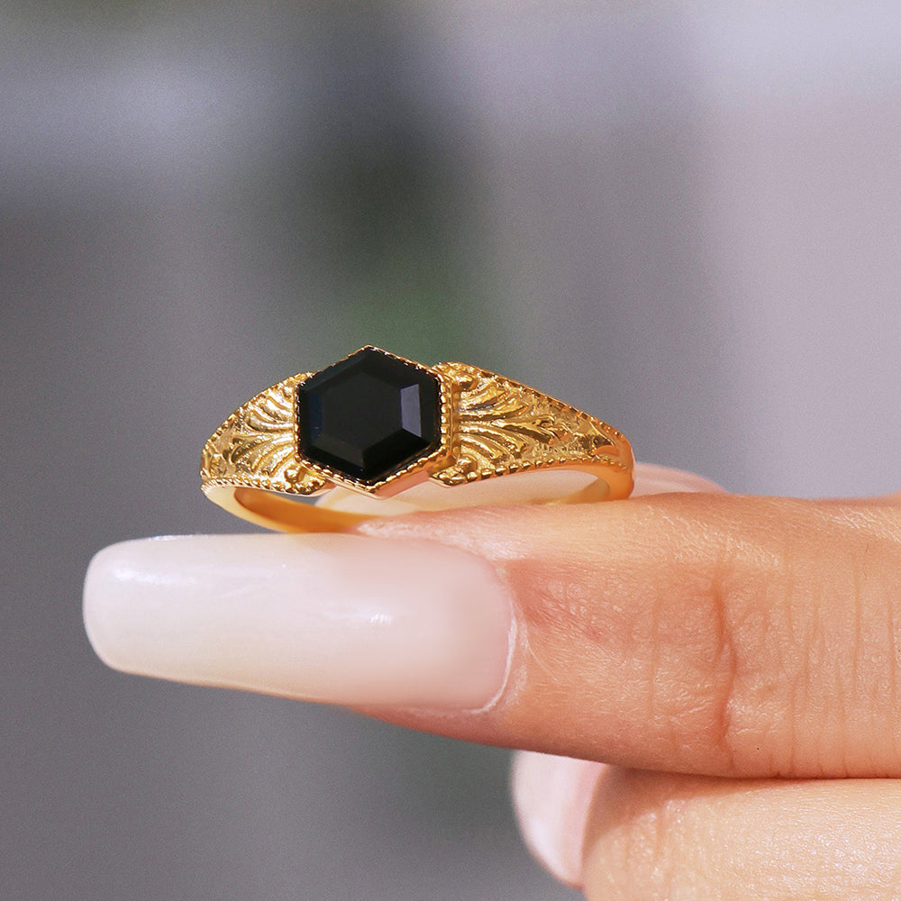 316L Stainless Steel 18K PVD Gold Octagon Stone Ring made with 316L stainless steel and 18K PVD gold finish for wholesale jewelry buyers - image 7