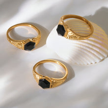 316L Stainless Steel 18K PVD Gold Octagon Stone Ring made with 316L stainless steel and 18K PVD gold finish for wholesale jewelry buyers - image 8