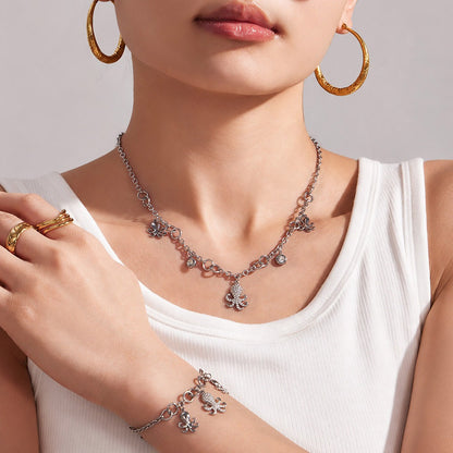 Elegant octopus pendant necklace with zircon embellishments