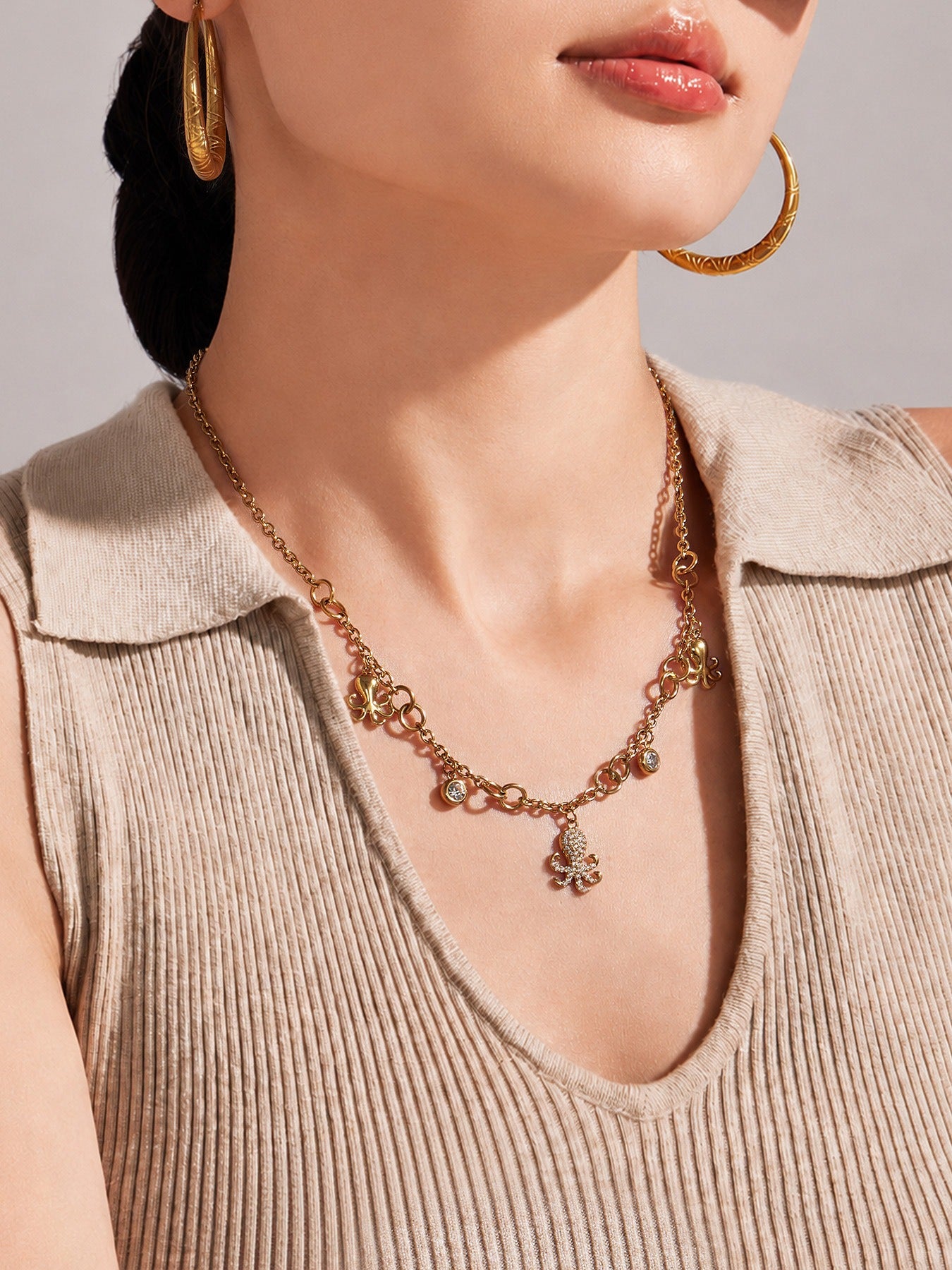 316L Stainless Steel 18K PVD Gold Octopus Pendant Necklace made with 316L stainless steel and 18K PVD gold finish for wholesale jewelry buyers - image 10