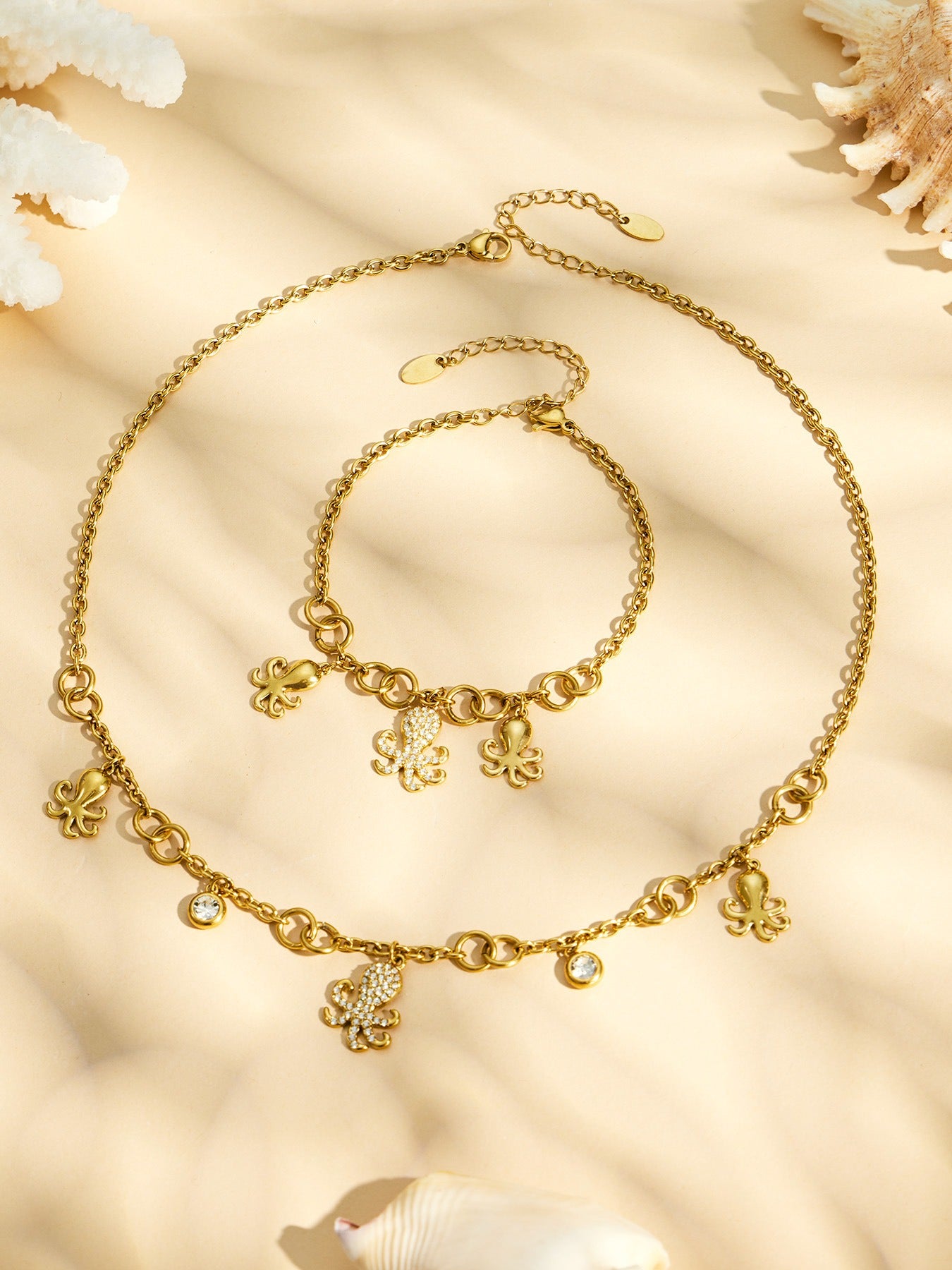 316L Stainless Steel 18K PVD Gold Octopus Pendant Necklace made with 316L stainless steel and 18K PVD gold finish for wholesale jewelry buyers - image 17