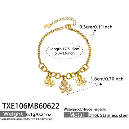 316L Stainless Steel 18K PVD Gold Octopus Pendant Necklace made with 316L stainless steel and 18K PVD gold finish for wholesale jewelry buyers - image 7