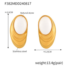 Stainless Steel White Stone Ridged Earrings — product image 11