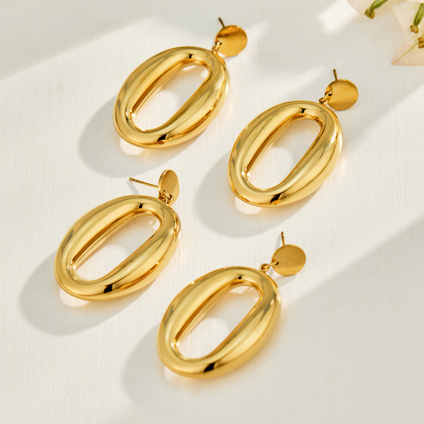 316L Stainless Steel 18K PVD Gold Oval Earrings made with 316L stainless steel and 18K PVD gold finish for wholesale jewelry buyers - image 4