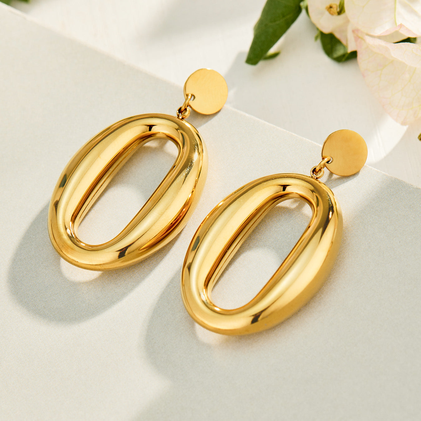316L Stainless Steel 18K PVD Gold Oval Earrings made with 316L stainless steel and 18K PVD gold finish for wholesale jewelry buyers - image 5