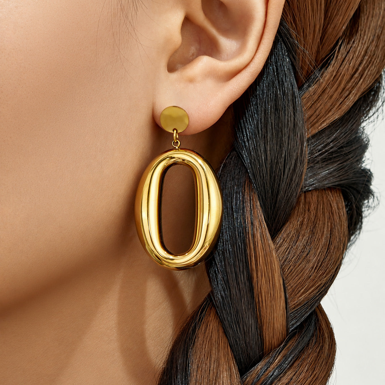 316L Stainless Steel 18K PVD Gold Oval Earrings made with 316L stainless steel and 18K PVD gold finish for wholesale jewelry buyers - image 9