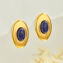 316L Stainless Steel 18K PVD Gold Oval Lapis Earrings made with 316L stainless steel and 18K PVD gold finish for wholesale jewelry buyers - image 11