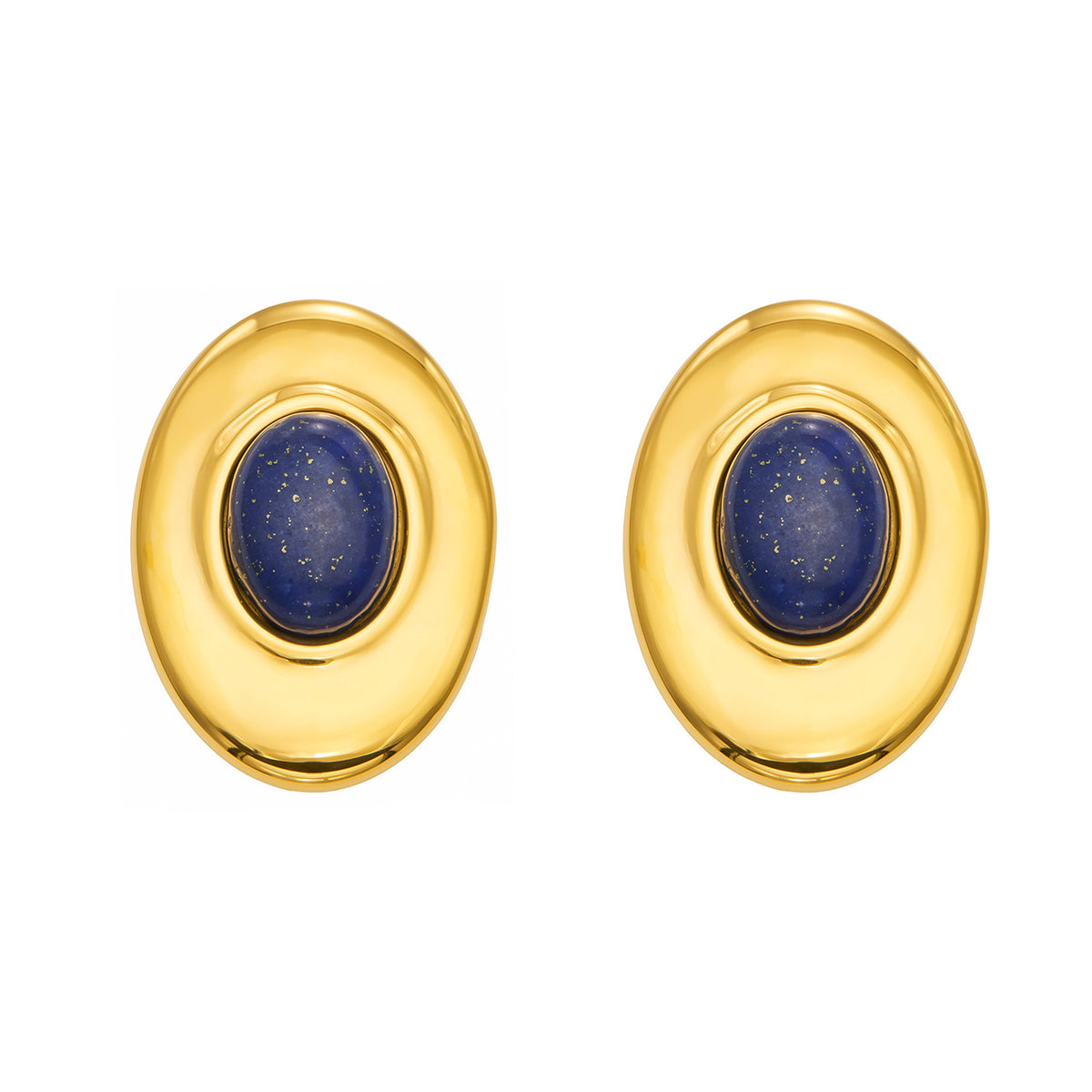 316L Stainless Steel 18K PVD Gold Oval Lapis Earrings made with 316L stainless steel and 18K PVD gold finish for wholesale jewelry buyers - image 6