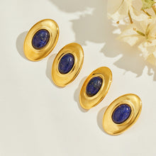 316L Stainless Steel 18K PVD Gold Oval Lapis Earrings made with 316L stainless steel and 18K PVD gold finish for wholesale jewelry buyers - image 8