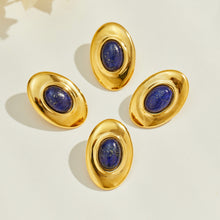 316L Stainless Steel 18K PVD Gold Oval Lapis Earrings made with 316L stainless steel and 18K PVD gold finish for wholesale jewelry buyers - image 9