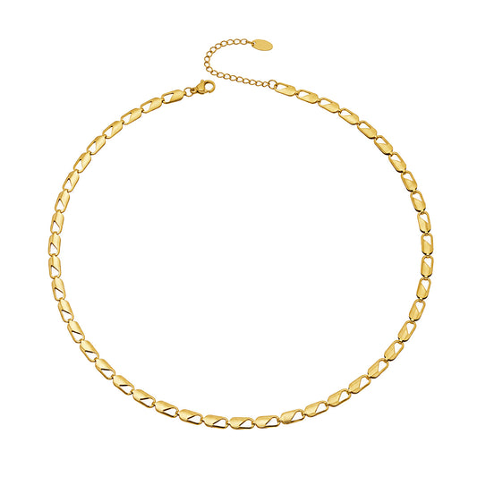 MiduoduoJewelry gold oval link chain necklace in 316L stainless steel on a clean background