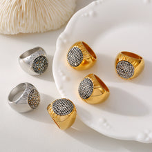 Stainless Steel Oval Rhinestone Statement Ring — product image 10