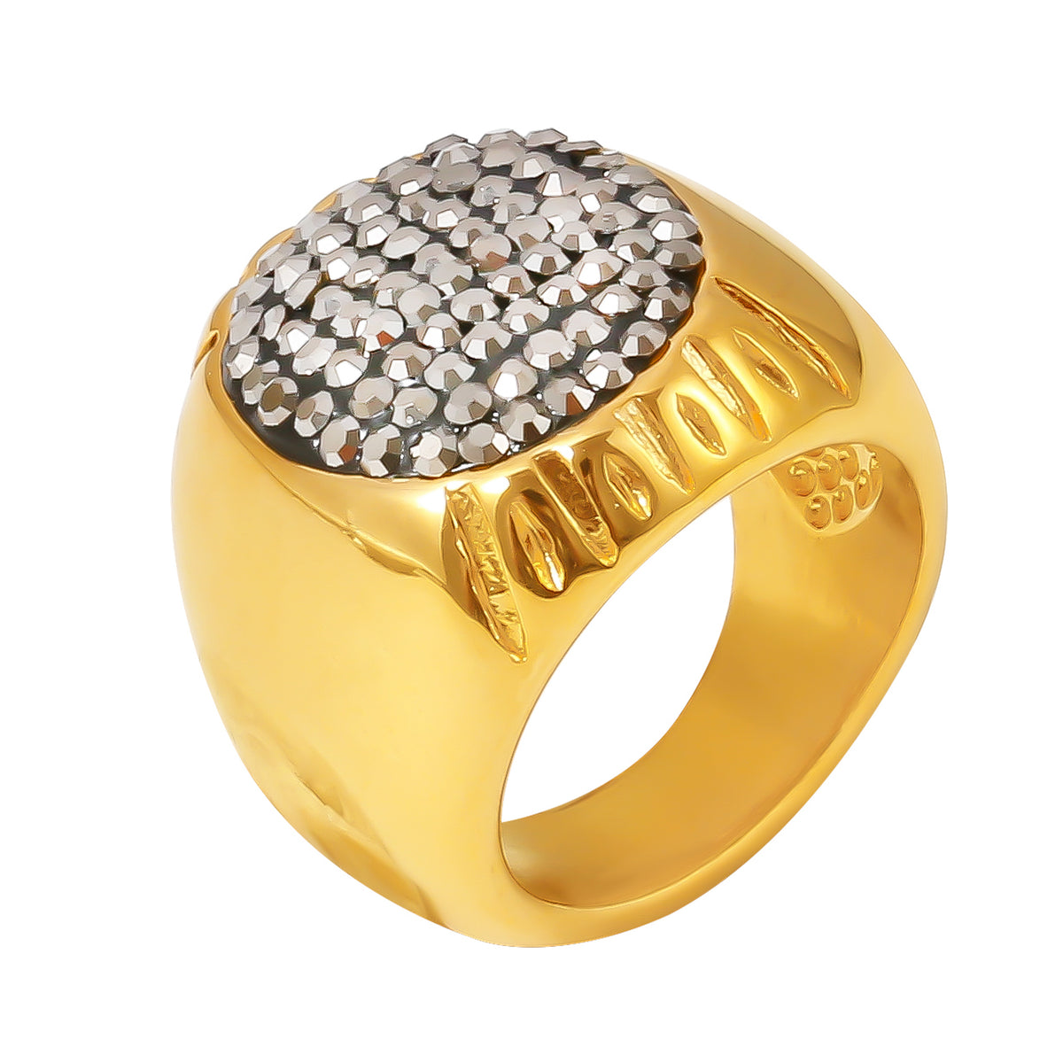 Stainless Steel Oval Rhinestone Statement Ring — product image 15