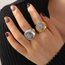 Stainless Steel Oval Rhinestone Statement Ring — product image 3