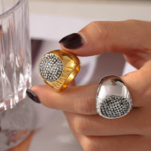 Stainless Steel Oval Rhinestone Statement Ring — product image 8
