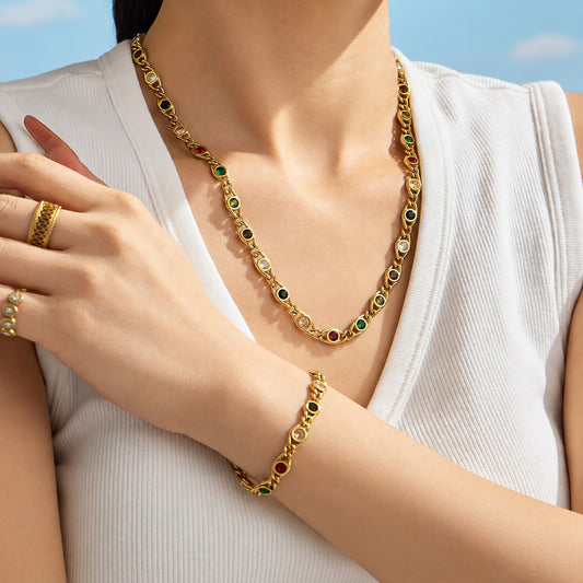 316L Stainless Steel 18K PVD Gold Oval Zircon Bracelet made with 316L stainless steel and 18K PVD gold finish for wholesale jewelry buyers - image 9