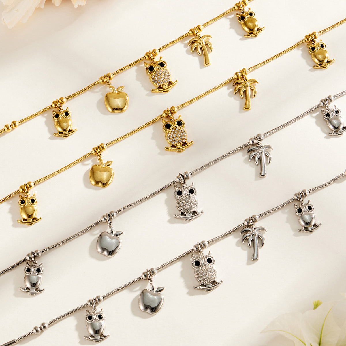 316L Stainless Steel 18K PVD Gold Owl Bracelet made with 316L stainless steel and 18K PVD gold finish for wholesale jewelry buyers - image 10