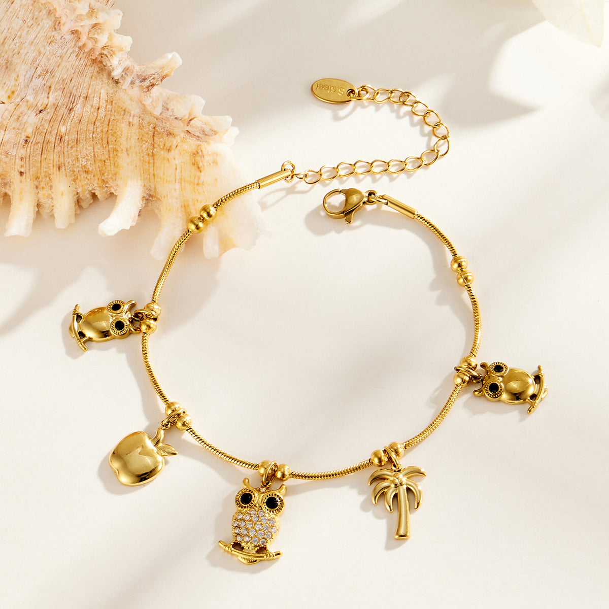 316L Stainless Steel 18K PVD Gold Owl Bracelet made with 316L stainless steel and 18K PVD gold finish for wholesale jewelry buyers - image 9