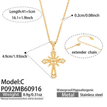 P092 Model C zircon cross necklace size details