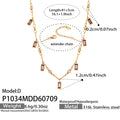 Gold Purple Glass Stone Zircon Accent Necklace 46+6cm / 6cm