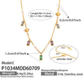Gold Multicolor Glass Stone Pearl Accent Necklace 46+6cm / 6cm