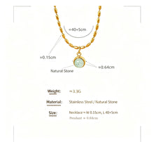 P1432 natural stone pendant necklace size and measurement details with 40+5 cm adjustable chain