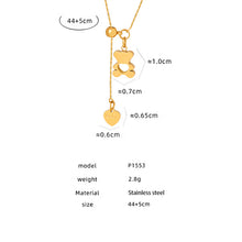 P1553 teddy bear pendant necklace size and length guide with adjustable 44 plus 5 cm chain