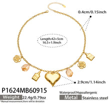 P1624 heart and resin multi-charm necklace 42+5 cm size details