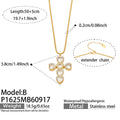 Necklace / Heart Stone Cross / Gold Tone