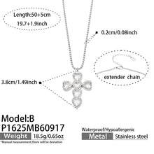 P1625 Model B heart zircon cross necklace in steel tone with 50+5 cm length details