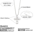 Necklace / Square Stone Cross / Steel Tone