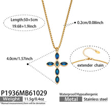 Miduoduo P1936 Gold Blue Crystal Cross Necklace Dimension & Weight Specs