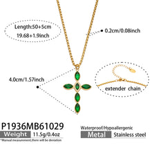 Miduoduo P1936 Gold Green Crystal Cross Necklace Dimension & Weight Specs