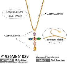 Miduoduo P1936 Gold Multicolor Crystal Cross Necklace Dimension & Weight Specs
