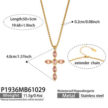 Miduoduo P1936 Gold Pink Crystal Cross Necklace Dimension & Weight Specs