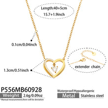 P556 stainless steel zircon heart pendant necklace with 40+5 cm length and product specification details