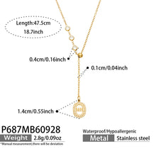 P687 stainless steel zircon Y necklace with 47.5 cm length and product specification details