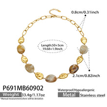 P691 organic resin bead necklace size and product details with 50+5 cm adjustable length